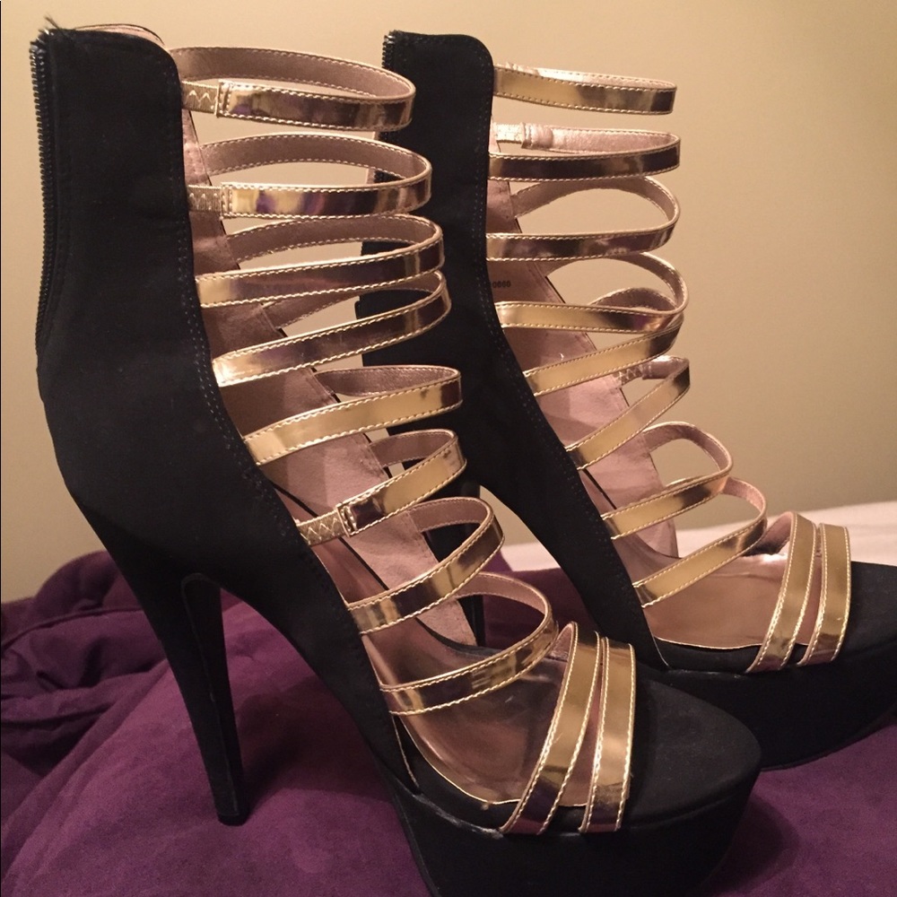 Gold strap heels